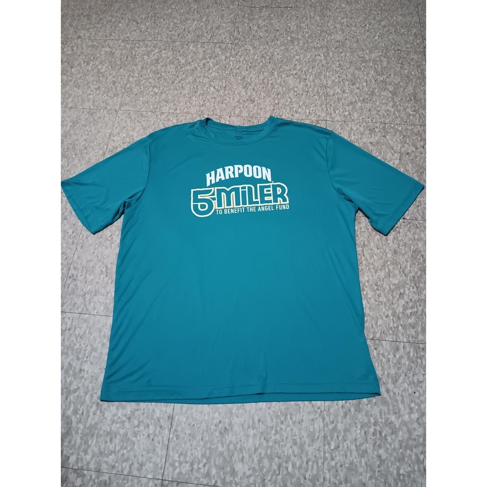 Reebok Shirt Mens XL Blue Harpoon 5 Miler Running Race ALS Charity Tee Top‎